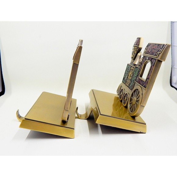 Christmas Stocking Holder Train Glass Mosaic Hanger Brushed Bronze Finish Pair - Picture 2 of 8